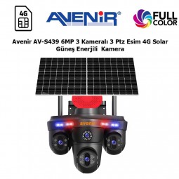 Avenir AV-S439 6MP 3 Kameralı 3 ptz Esim 4G Solar Güneş Enerjili  Kamera